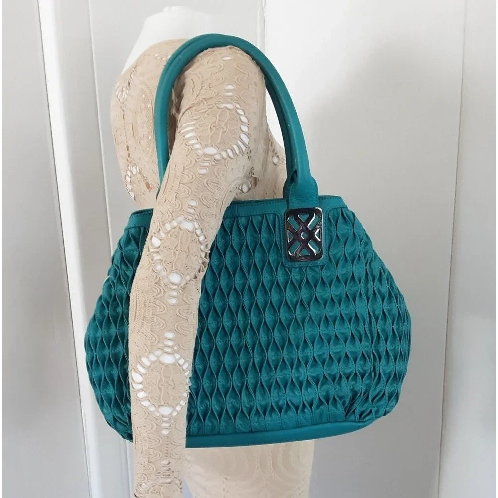 J HAWKENS LTD Teal 100% Leather Quilted Crossbody | Handbag NWOT